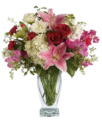 Bouquet rosa, bianco e rosso